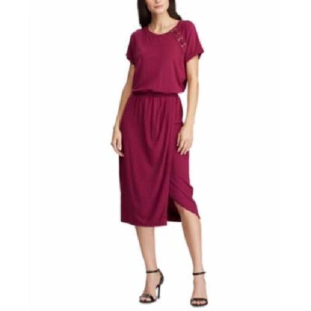 Lauren Ralph Lauren Burgundy Midi Dress